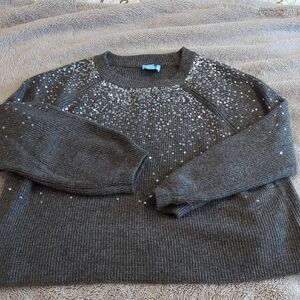CeCe Charcoal Sequin Women's Sweater